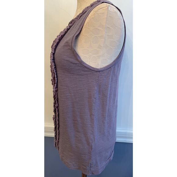 Small J.Crew Purple Tank Muted Purple Knit Ruffle Front Style Sleeveless Women's - Picture 4 of 6